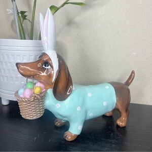 NEW 12” Easter Bunny Dachshund Dog Figurine